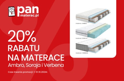 Rabat – 20% na wybrane modele materacy, marki Pan Materac